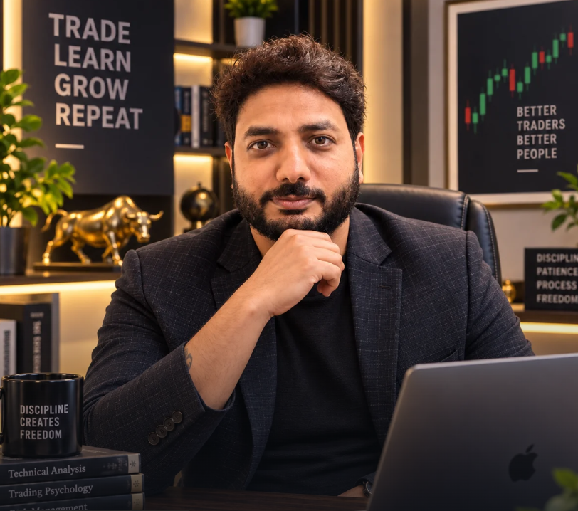 Vivek Joshi, founder of Capital Crew, seated at his trading desk